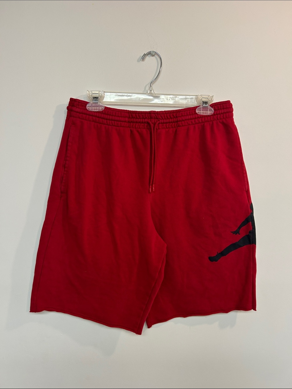 Men's Red Athletic Shorts with Black Logo